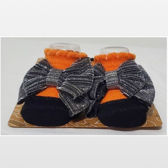 New Baby Halloween Headband & Sock Set Pumpkin Orange & Silver 0-6 Months - Picture 10 of 10